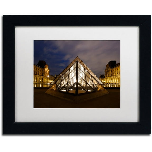 Trademark Fine Art "Louvre Pyramid" Canvas Art by Michael Blanchette Photography White Matte, Black Frame