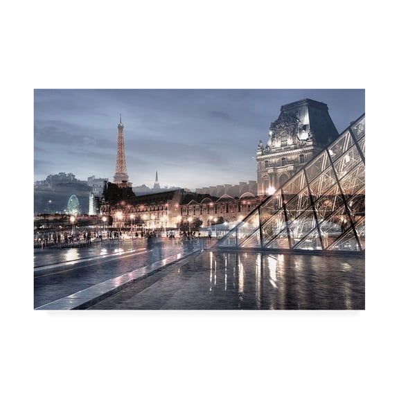 Trademark Fine Art 'Louvre with Eiffel Tower Vista #1' Canvas Art by Alan Blaustei