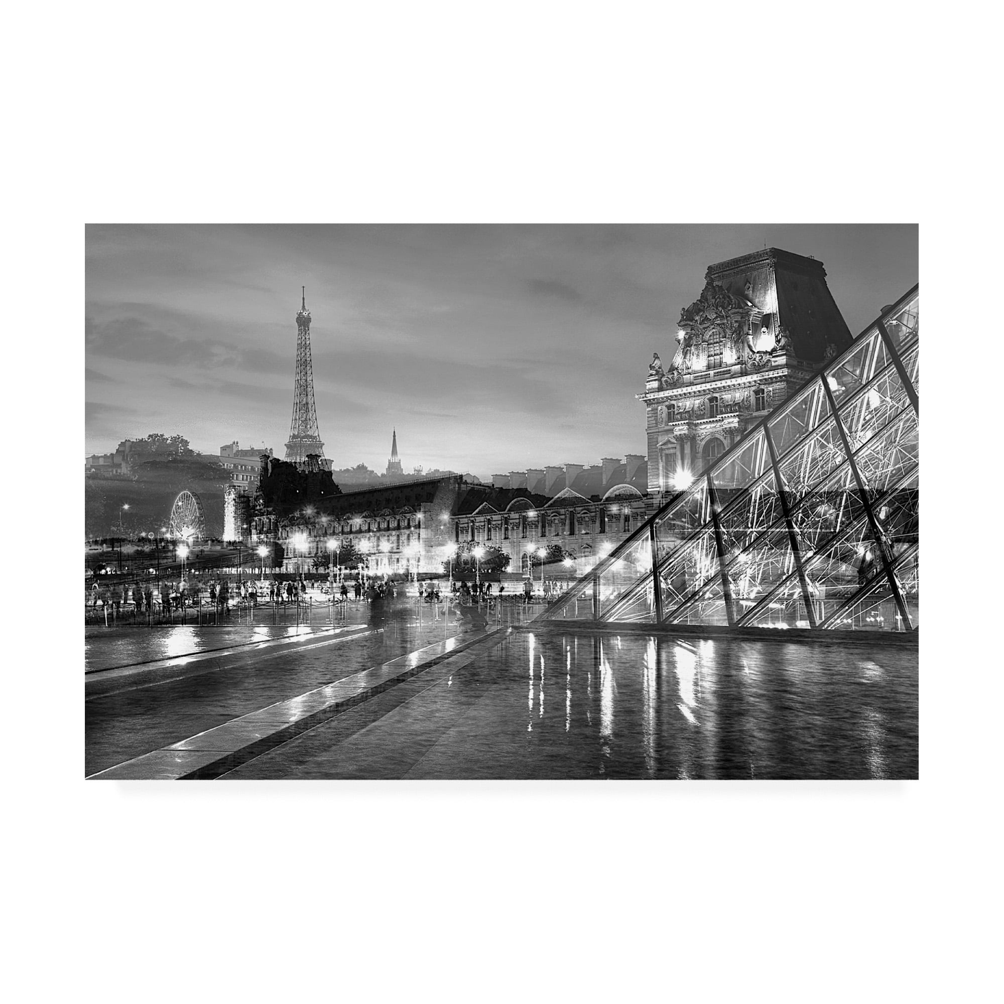 Trademark Fine Art 'Louvre with Eiffel Tower Vista #2' Canvas Art by Alan Blaustei