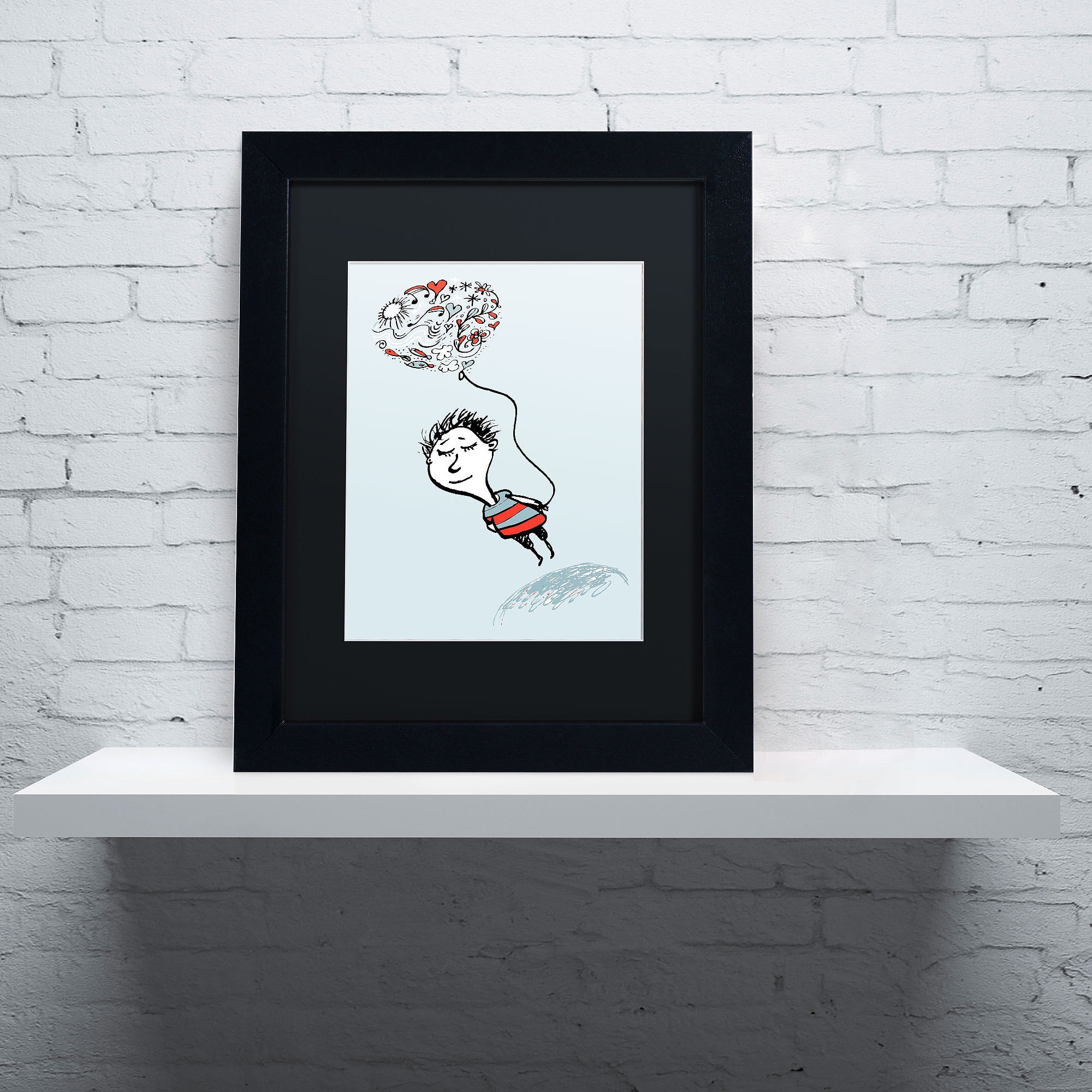 Trademark Fine Art "Love Balloon" Canvas Art by Carla Martell, Black Matte, Black Frame