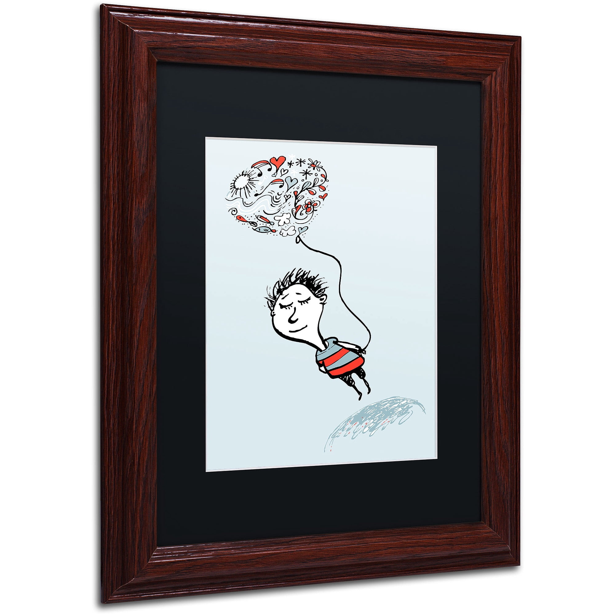 Trademark Fine Art "Love Balloon" Canvas Art by Carla Martell, Black Matte, Wood Frame