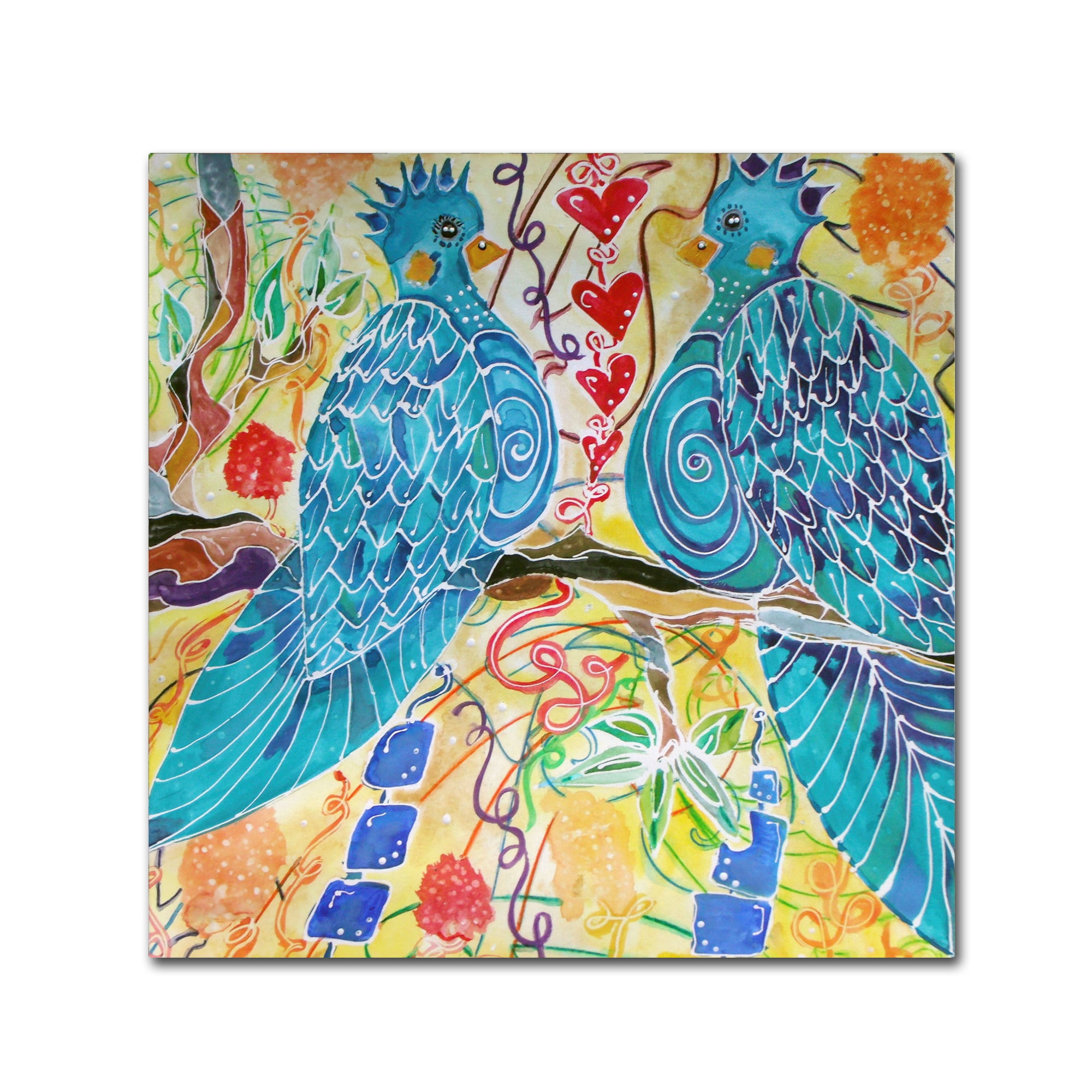 Trademark Fine Art 'Love Birds' Canvas Art by Lauren Moss