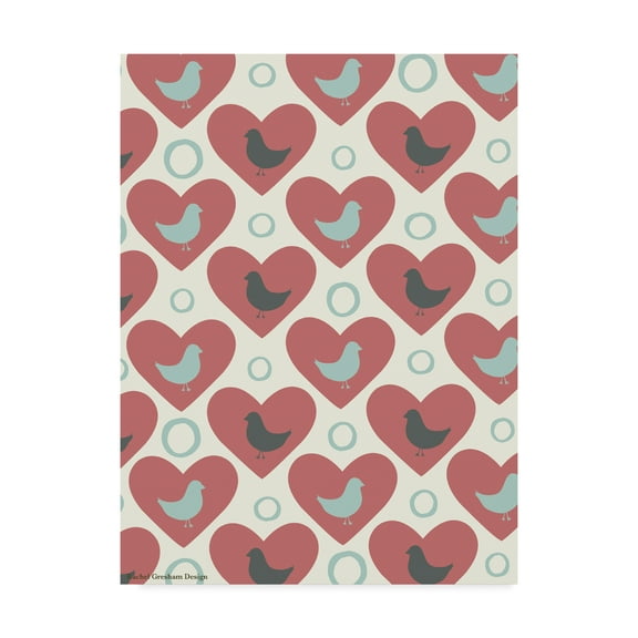 Trademark Fine Art 'Love Birds Hearts' Canvas Art by Rachel Gresham
