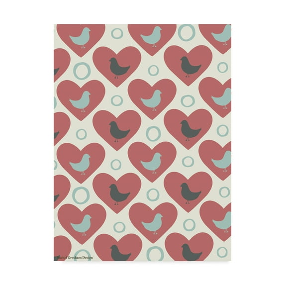 Trademark Fine Art 'Love Birds Hearts' Canvas Art by Rachel Gresham