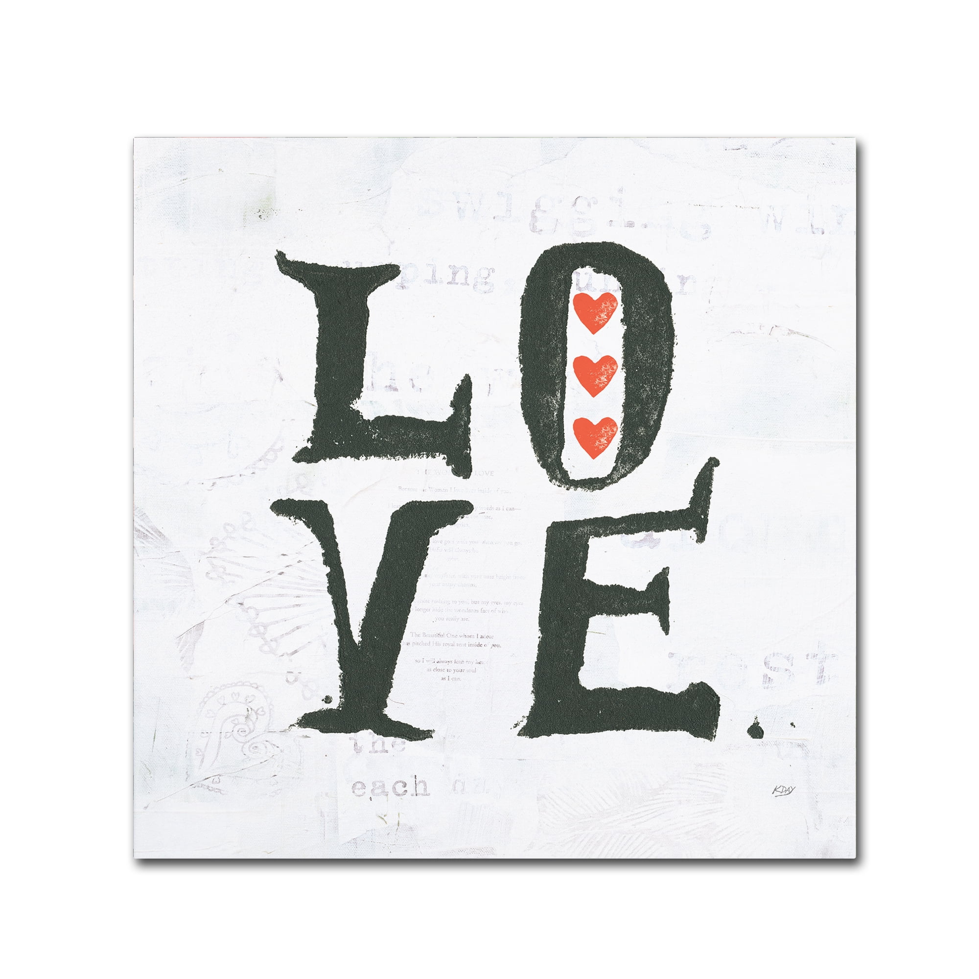 Trademark Fine Art "Love" Canvas Art by Kellie Day