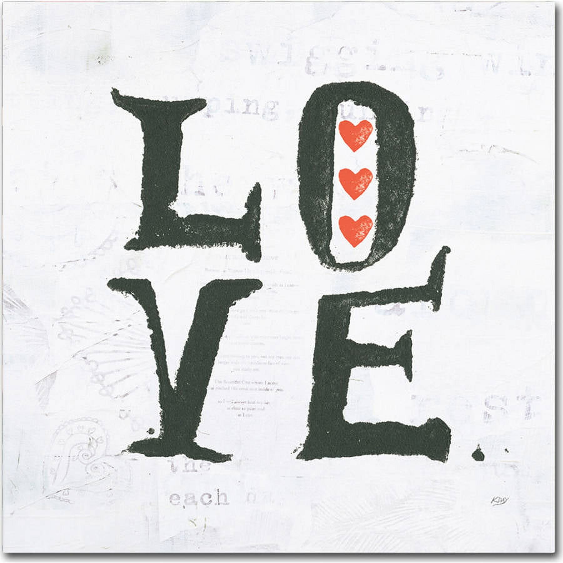 Love Canvas Art with Red Hearts by Kellie Day