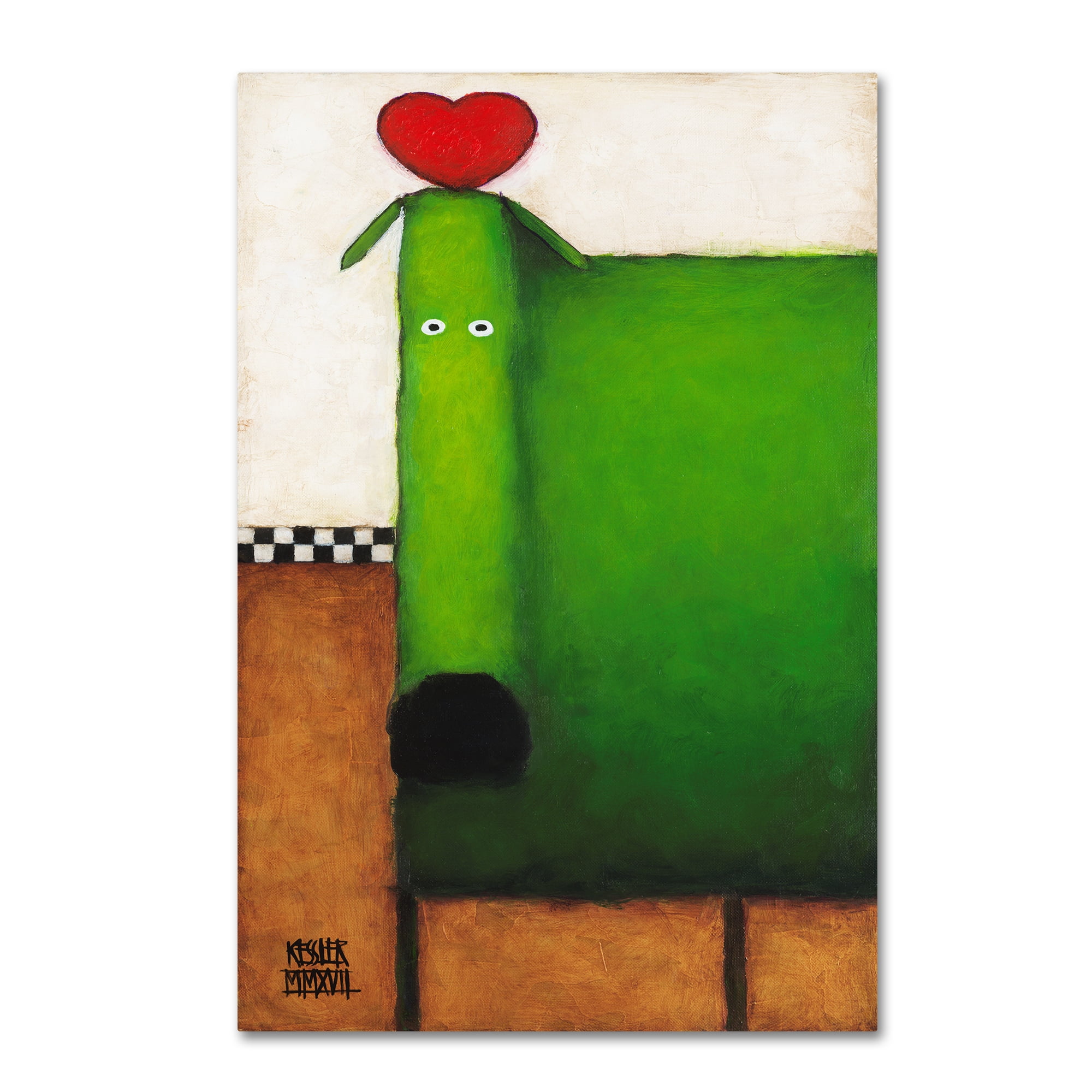Green Dog with Heart Gallery-Wrapped Canvas Art, 27" x 33"