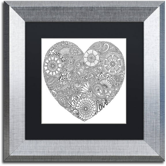 Trademark Fine Art "Love Heart" Canvas Art by Hello Angel, Black Matte, Silver Frame