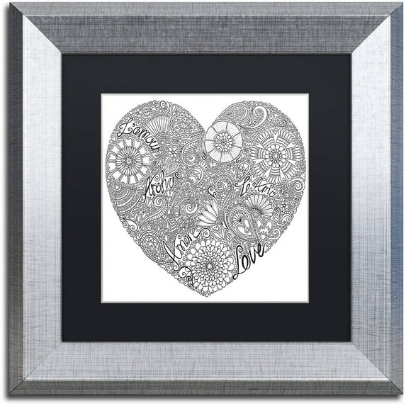 Trademark Fine Art "Love Heart" Canvas Art by Hello Angel, Black Matte, Silver Frame