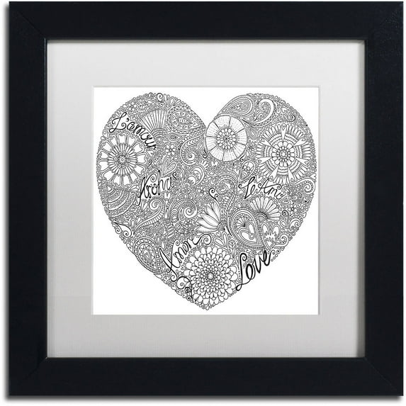 Trademark Fine Art "Love Heart" Canvas Art by Hello Angel, White Matte, Black Frame