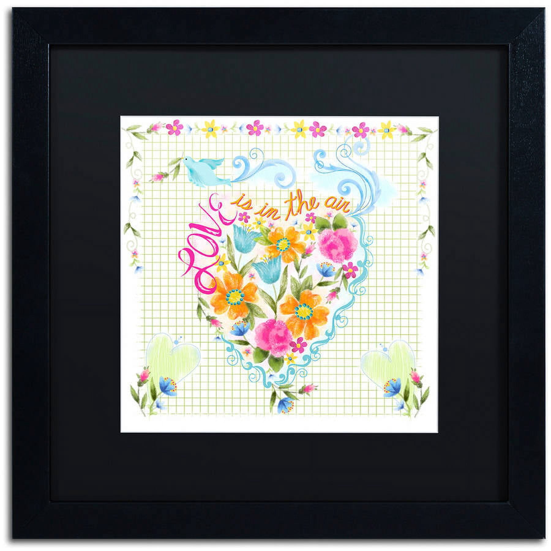 Trademark Fine Art "Love Heart" Canvas Art by Lisa Powell Braun, Black Matte, Black Frame