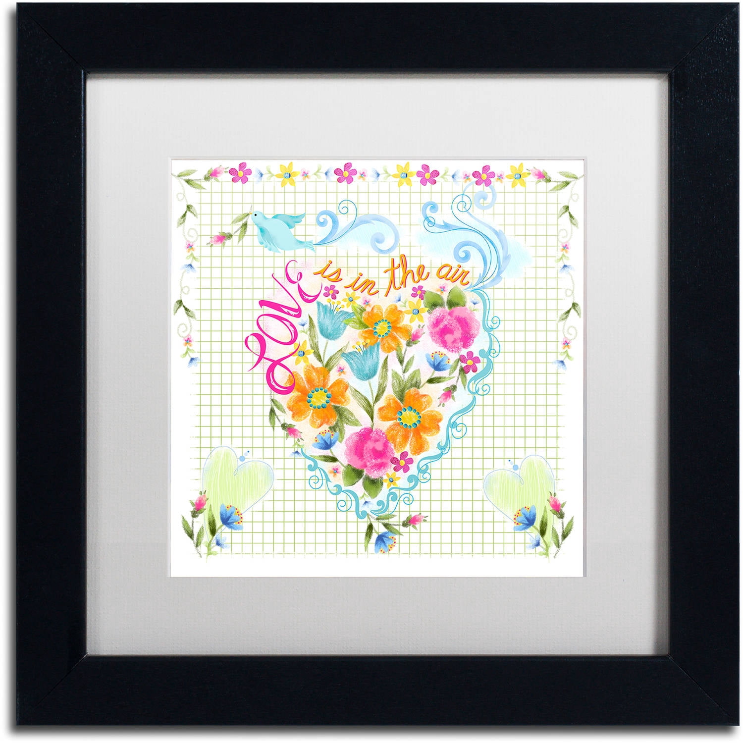 Trademark Fine Art "Love Heart" Canvas Art by Lisa Powell Braun, White Matte, Black Frame