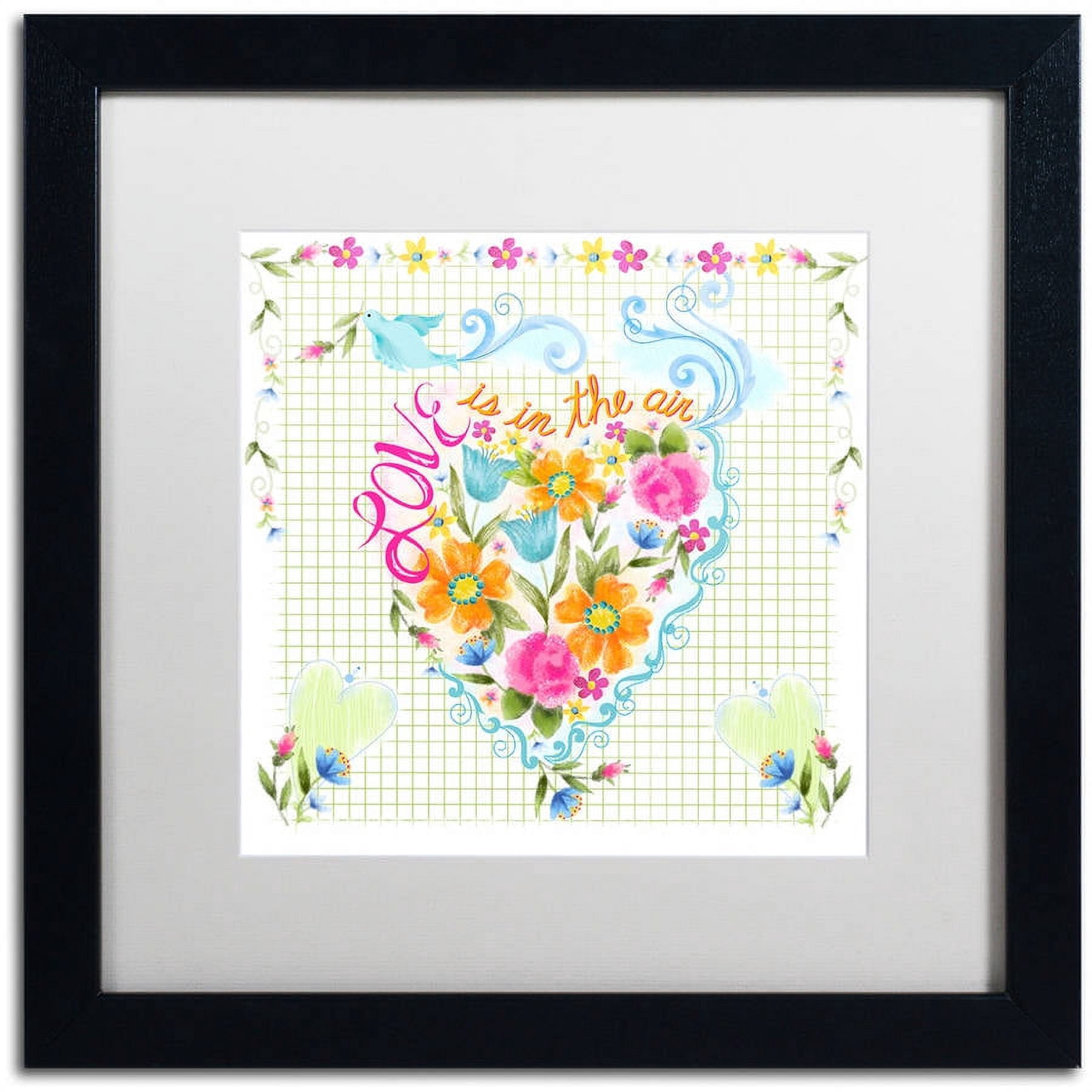Trademark Fine Art "Love Heart" Canvas Art by Lisa Powell Braun, White Matte, Black Frame
