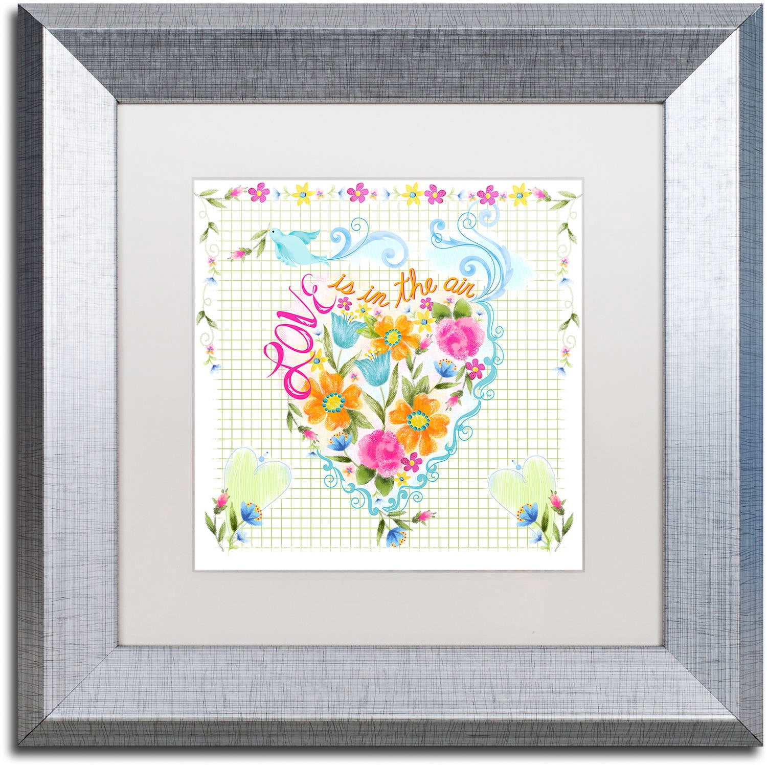 Trademark Fine Art "Love Heart" Canvas Art by Lisa Powell Braun, White Matte, Silver Frame