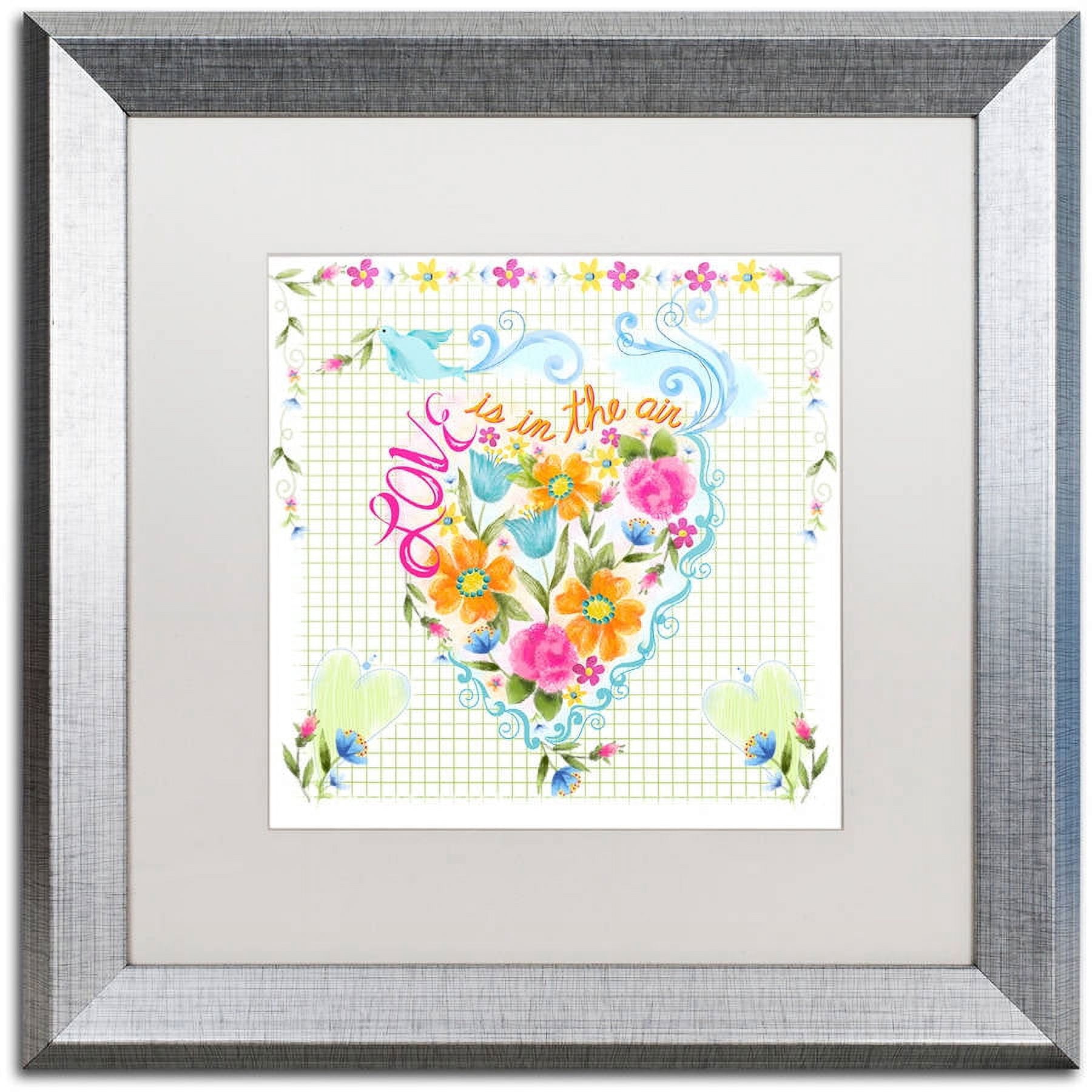 Trademark Fine Art "Love Heart" Canvas Art by Lisa Powell Braun, White Matte, Silver Frame