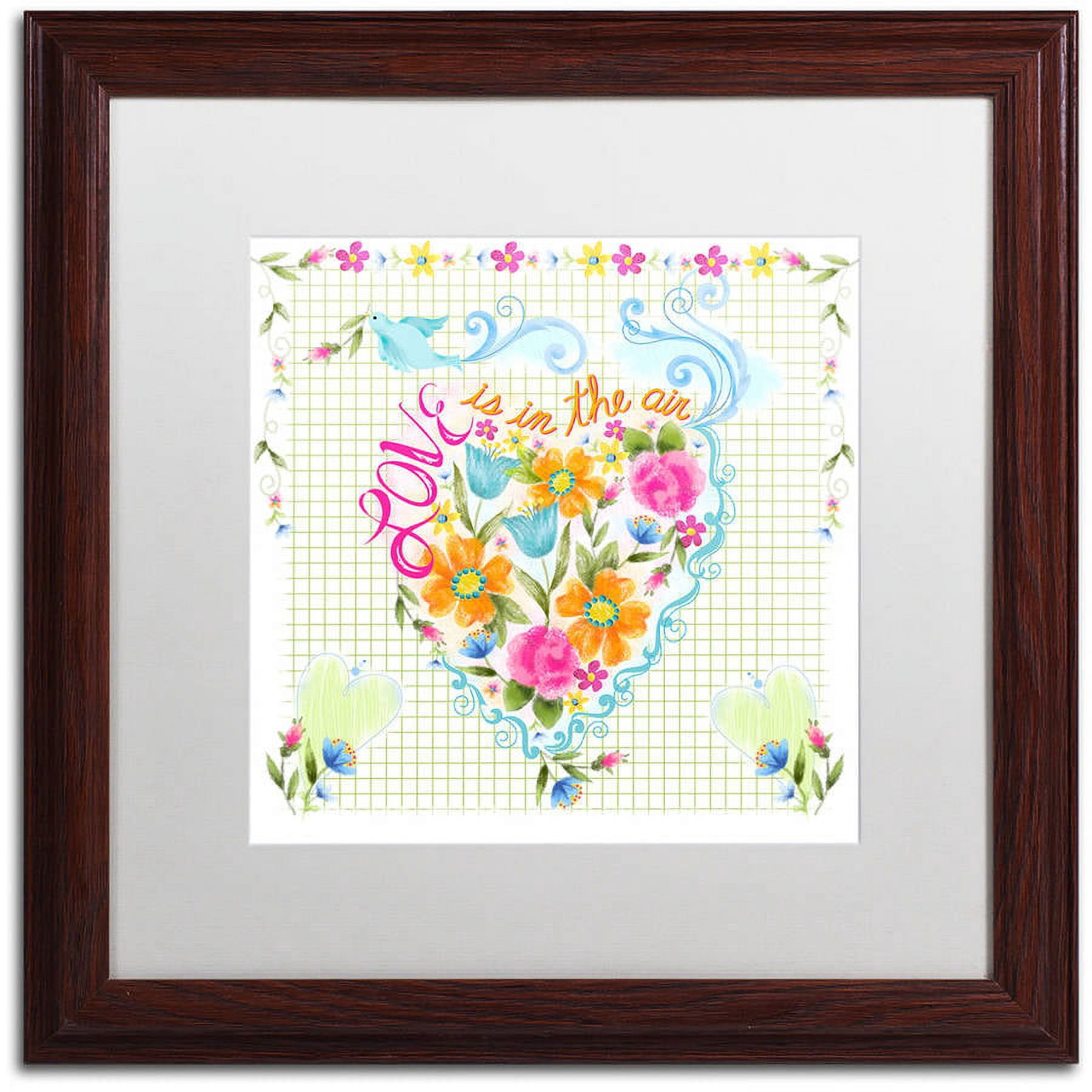 Trademark Fine Art "Love Heart" Canvas Art by Lisa Powell Braun, White Matte, Wood Frame