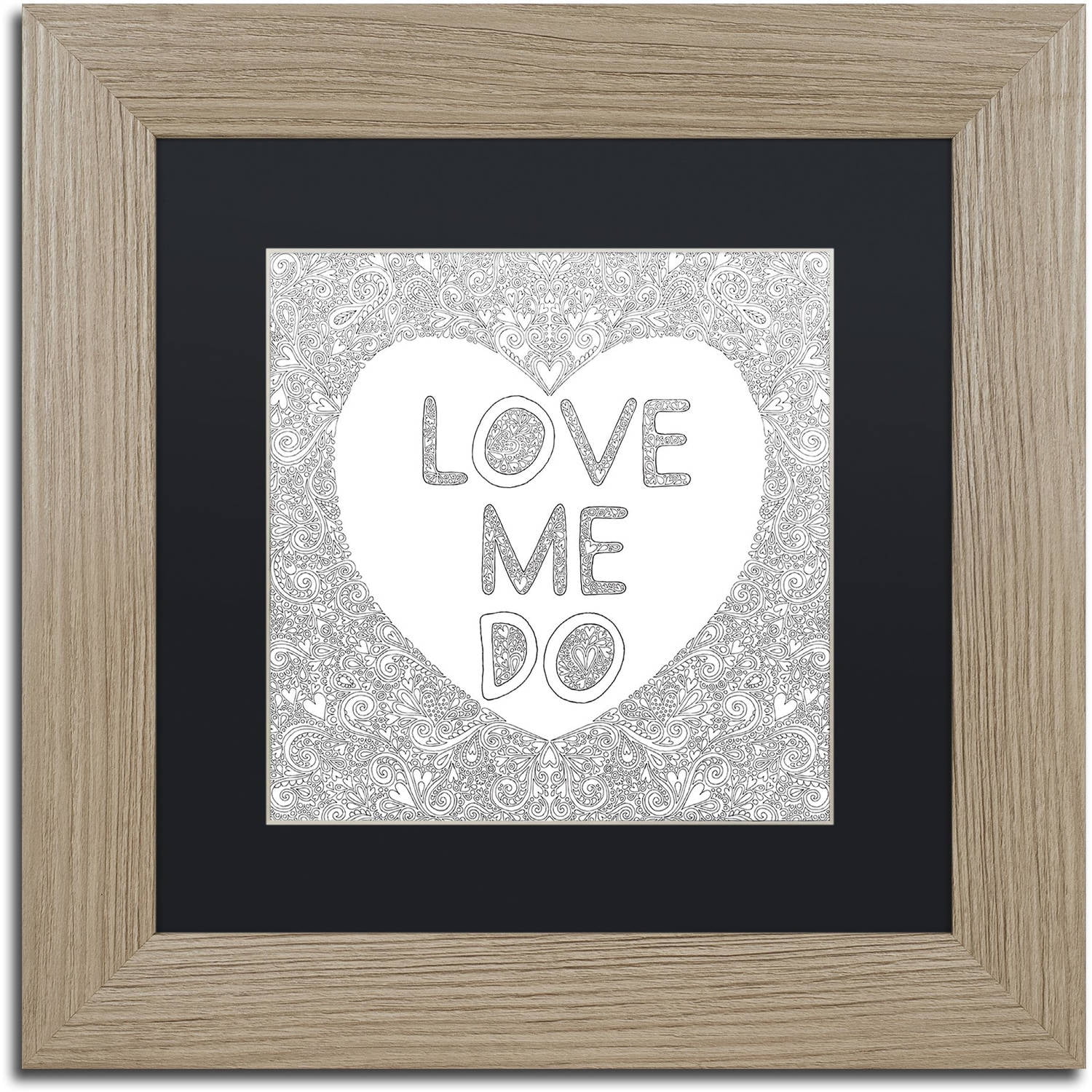 Trademark Fine Art "Love Me Do" Canvas Art by Hello Angel, Black Matte, Birch Frame