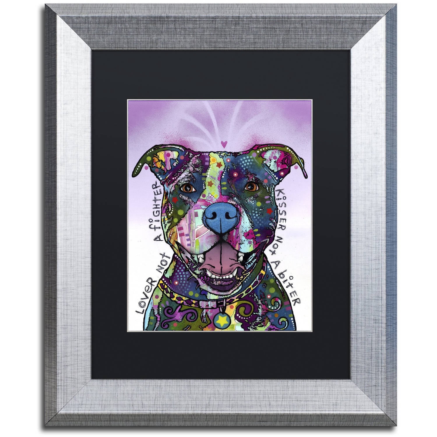 Trademark Fine Art "Love Not a Fighter" Canvas Art by Dean Russo, Black Matte, Silver Frame