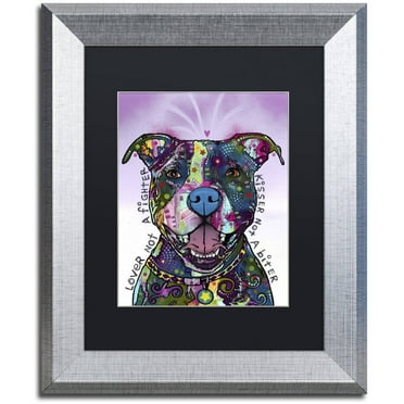 Trademark Fine Art "Love Not a Fighter" Canvas Art by Dean Russo, Black Matte, Silver Frame