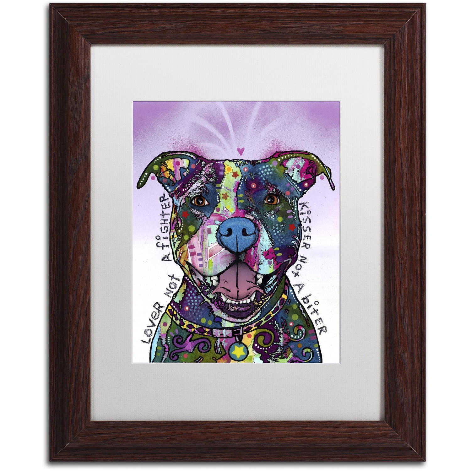 Trademark Fine Art "Love Not a Fighter" Canvas Art by Dean Russo, White Matte, Wood Frame