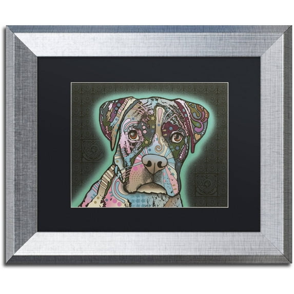 Trademark Fine Art "Love Thy Boxer" Canvas Art by Dean Russo, Black Matte, Silver Frame