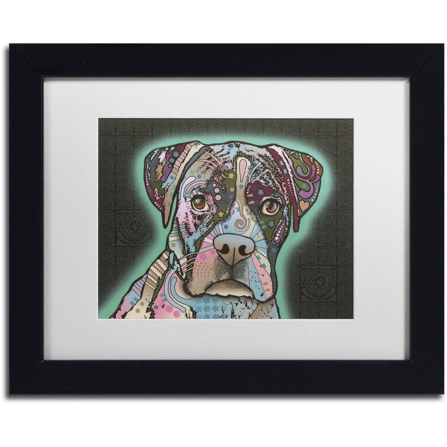 Trademark Fine Art "Love Thy Boxer" Canvas Art by Dean Russo, White Matte, Black Frame
