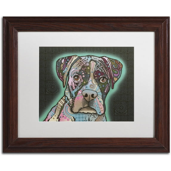 Trademark Fine Art "Love Thy Boxer" Canvas Art by Dean Russo, White Matte, Wood Frame