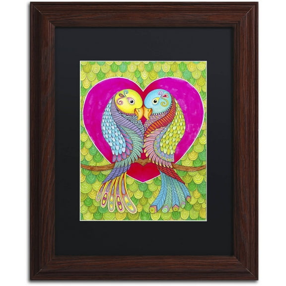 Trademark Fine Art "Lovebirds in Colour" Canvas Art by Hello Angel, Black Matte, Wood Frame