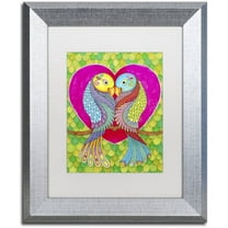 Trademark Fine Art "Lovebirds in Colour" Canvas Art by Hello Angel, White Matte, Silver Frame