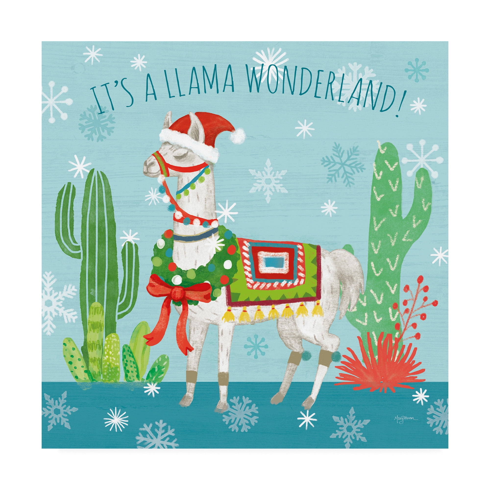 Trademark Fine Art 'Lovely Llamas Christmas V' Canvas Art by Mary Urban