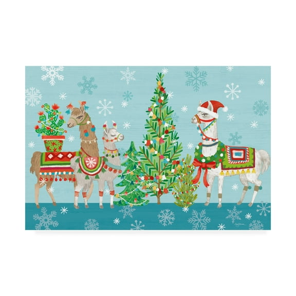 Trademark Fine Art 'Lovely Llamas Christmas VIII' Canvas Art by Mary Urban