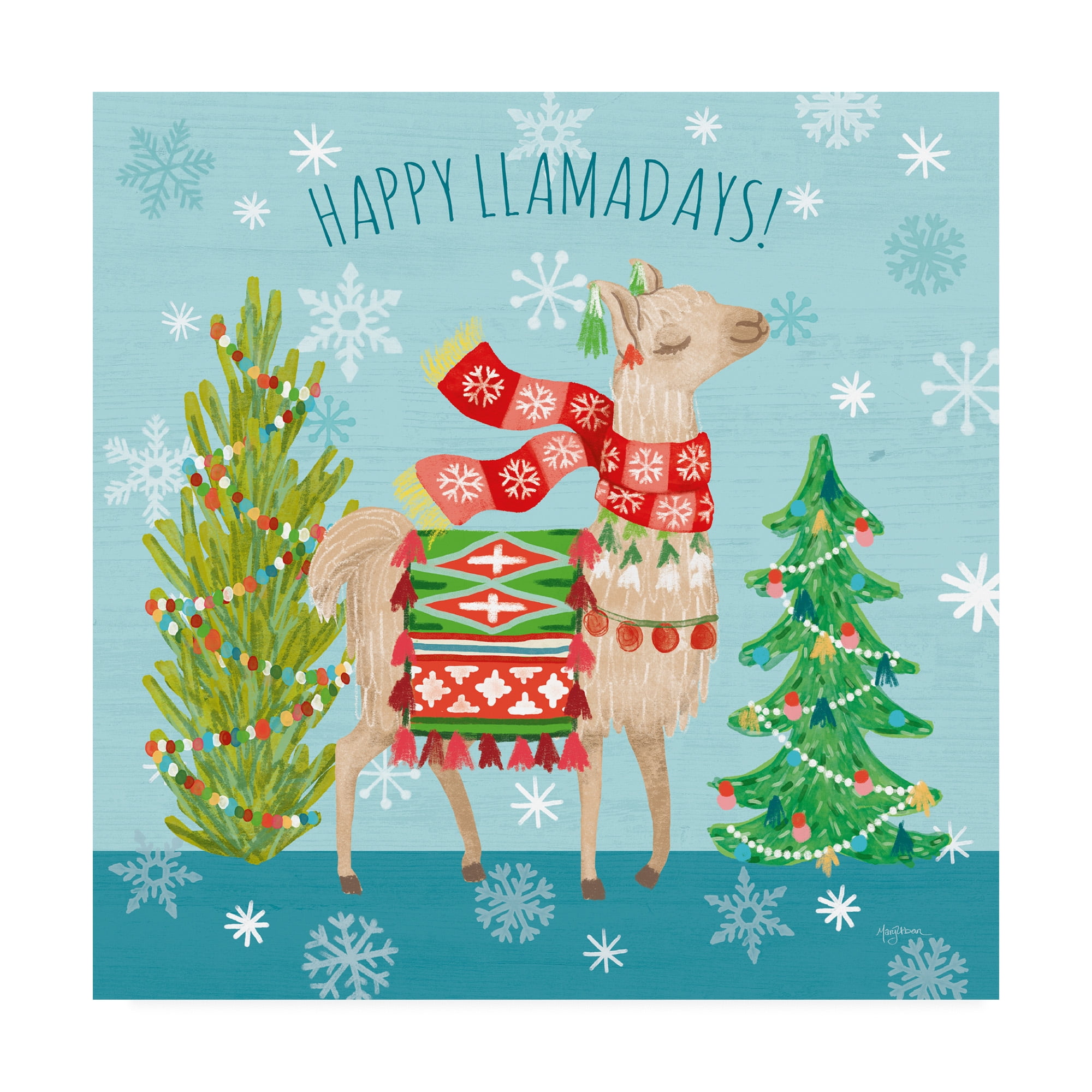 Trademark Fine Art 'Lovely Llamas Christmas XI' Canvas Art by Mary Urban