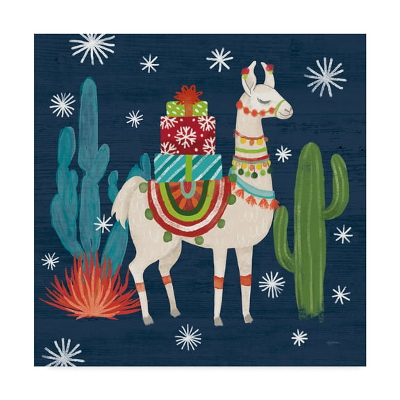 Trademark Fine Art 'Lovely Llamas II Christmas' Canvas Art by Mary Urban