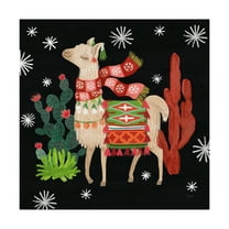 Trademark Fine Art 'Lovely Llamas IV Christmas Black' Canvas Art by Mary Urban