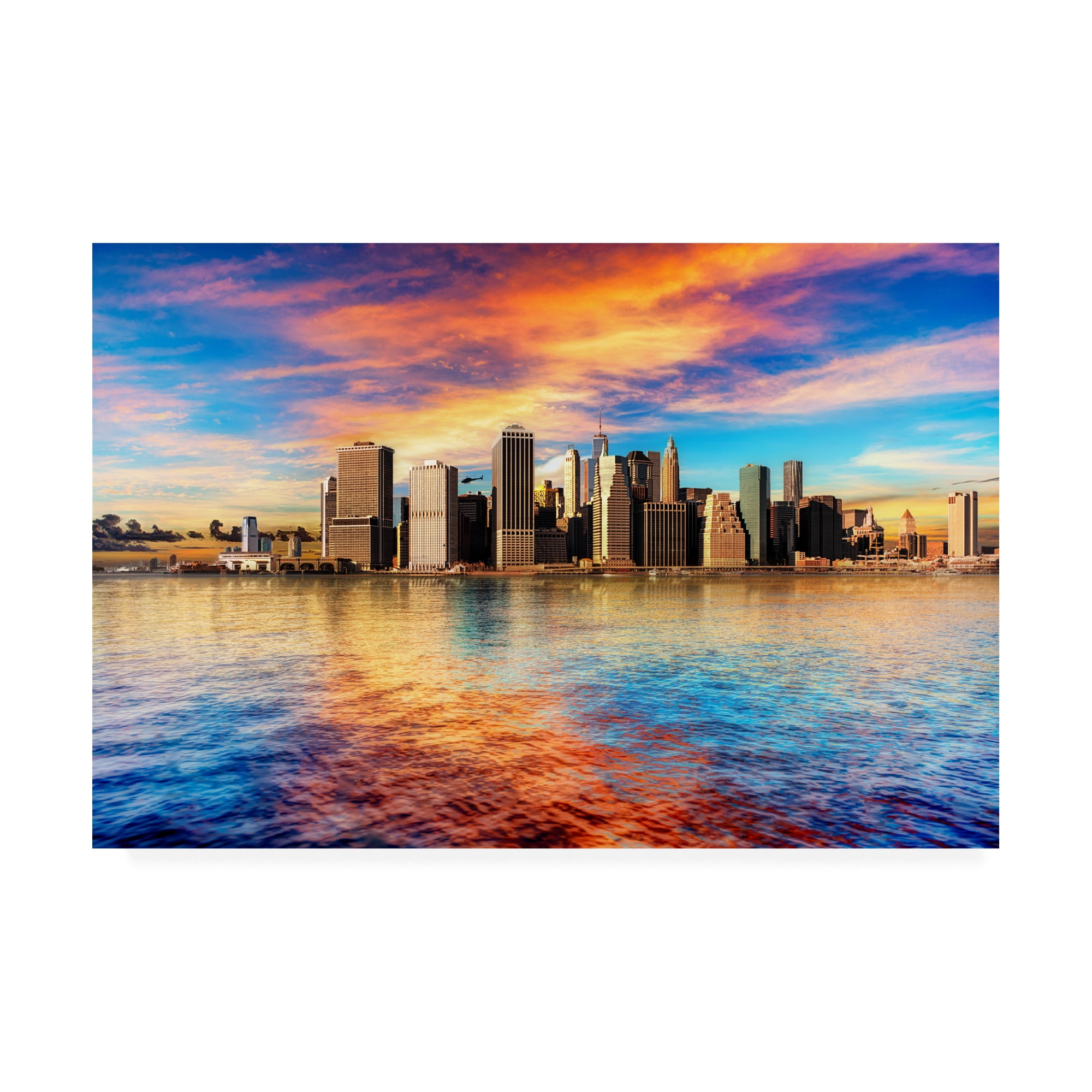 Trademark Fine Art 'Lower Manhattan Sunset' Canvas Art by David Ayash