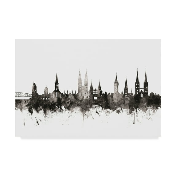Trademark Fine Art 'Lubeck Germany Skyline Black White' Canvas Art by Michael Tompsett