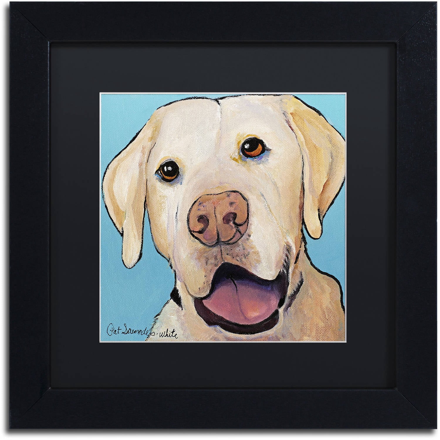 Trademark Fine Art "Lucky Dog Canvas Art" Canvas Art by Pat Saunders-White, Black Matte, Black Frame