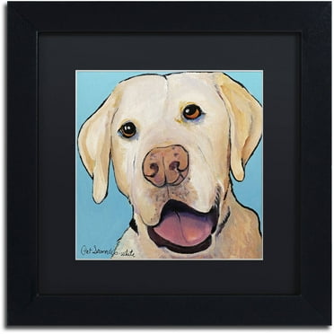 Trademark Fine Art "Lucky Dog Canvas Art" Canvas Art by Pat Saunders-White, Black Matte, Black Frame