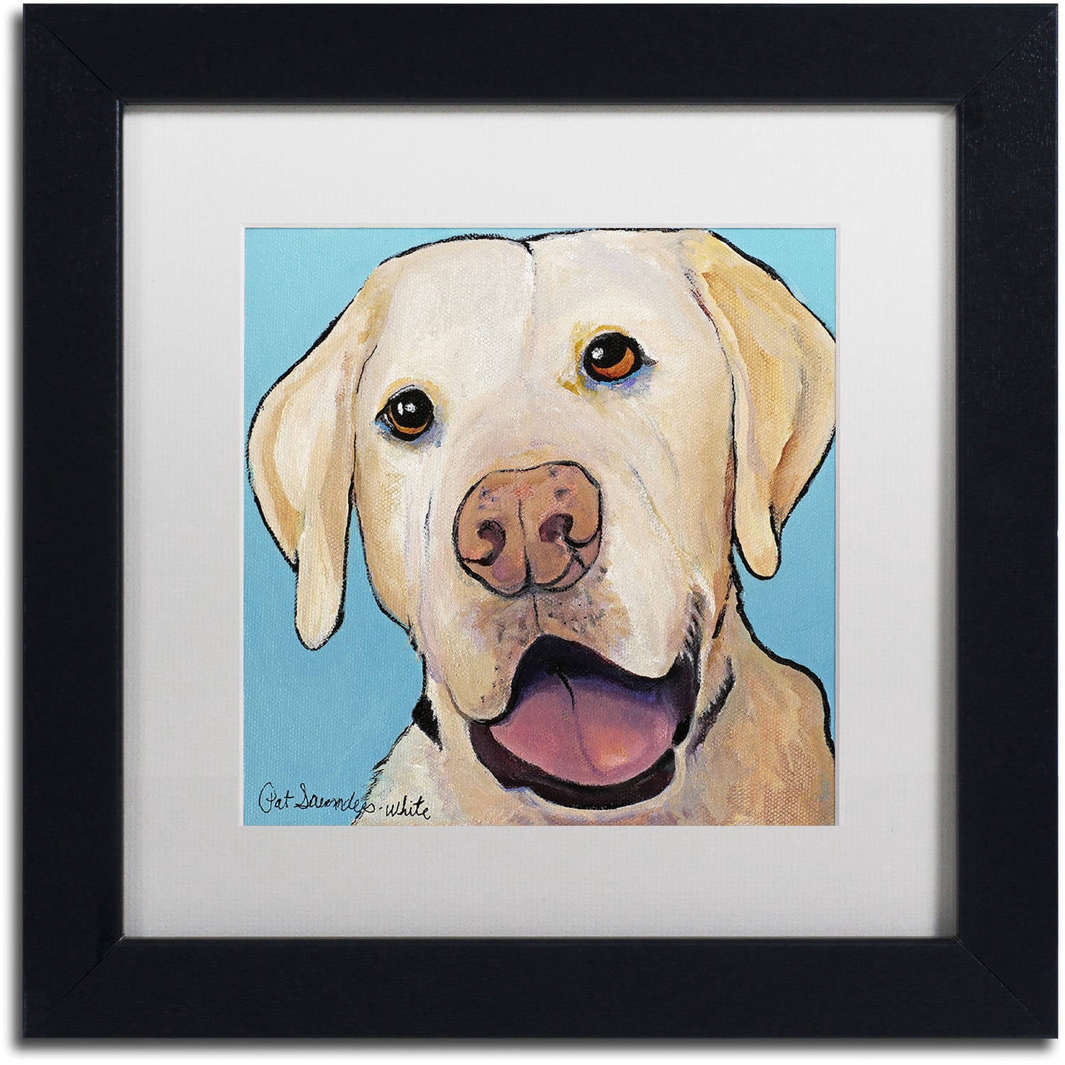 Trademark Fine Art "Lucky Dog Canvas Art" Canvas Art by Pat Saunders-White, White Matte, Black Frame
