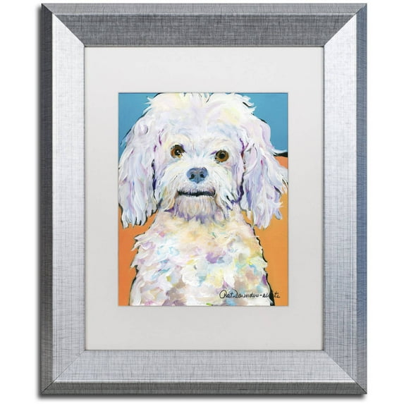 Trademark Fine Art "Lulu" Canvas Art by Pat Saunders-White, White Matte, Silver Frame