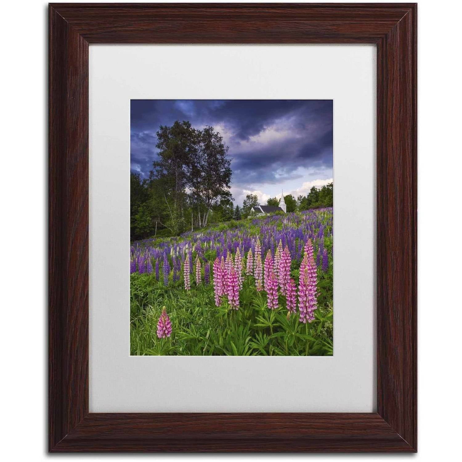 Trademark Fine Art 'Lupines on the Hill' Canvas Art by Michael Blanchette Photography, White Matte, Wood Frame