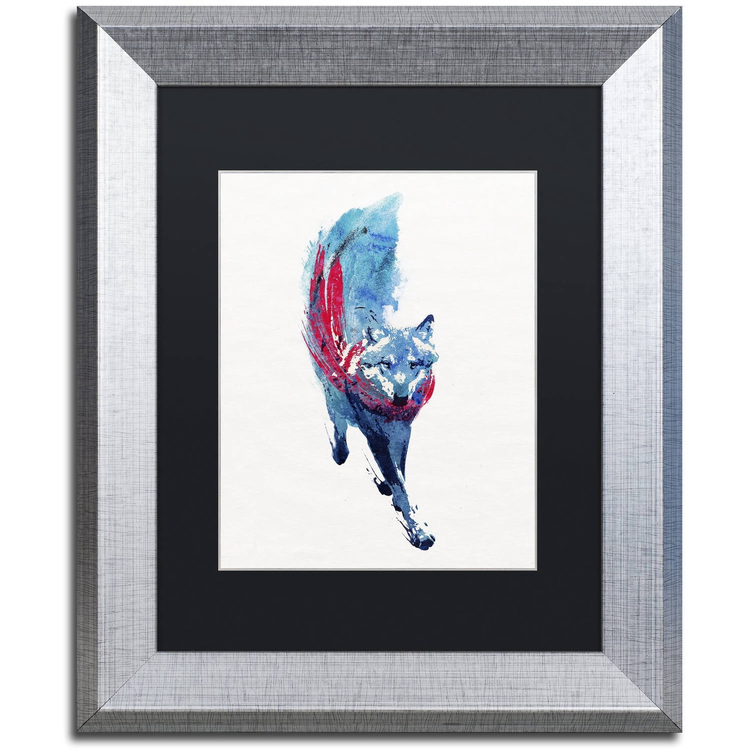 Trademark Fine Art 'Lupus Lupus I' Canvas Art by Robert Farkas, Black Matte, Silver Frame