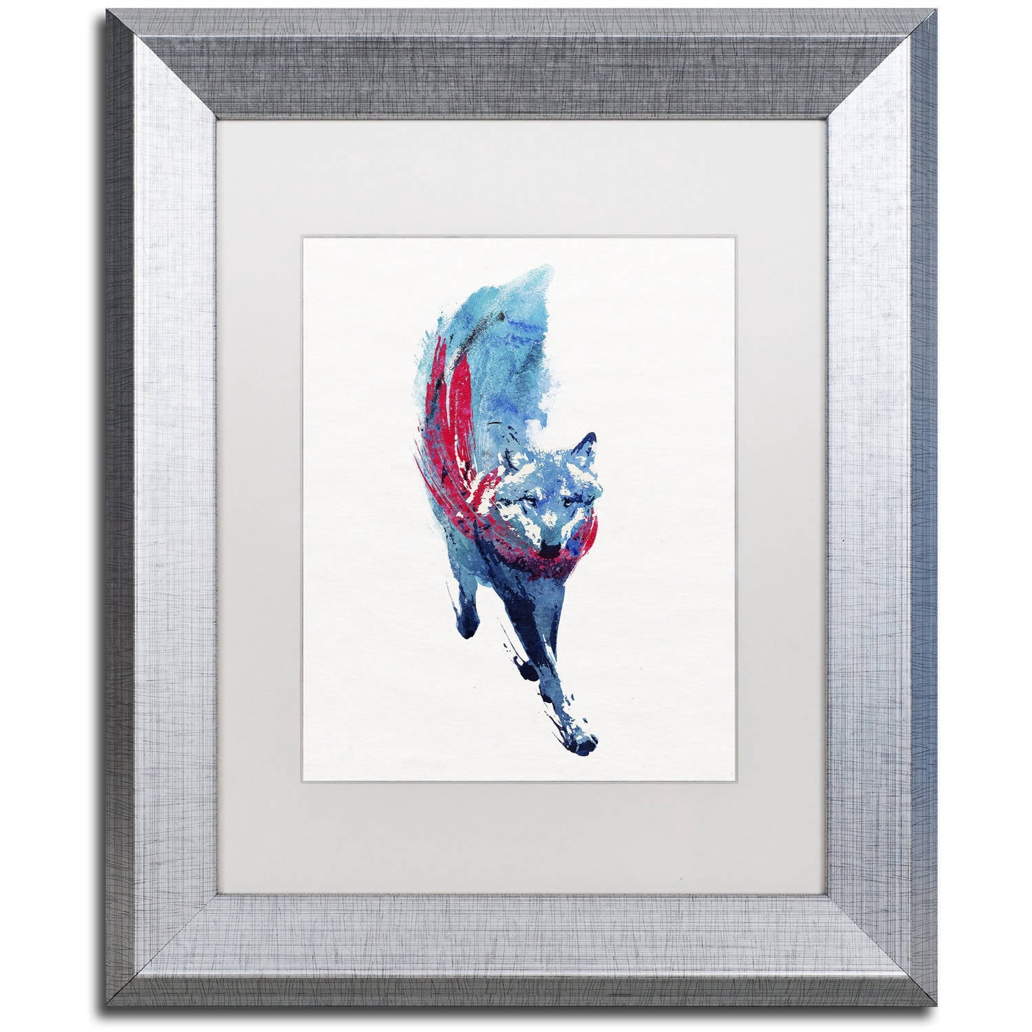 Trademark Fine Art 'Lupus Lupus I' Canvas Art by Robert Farkas, White Matte, Silver Frame