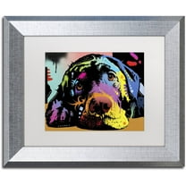 Trademark Fine Art "Lying Lab" Canvas Art by Dean Russo, White Matte, Silver Frame