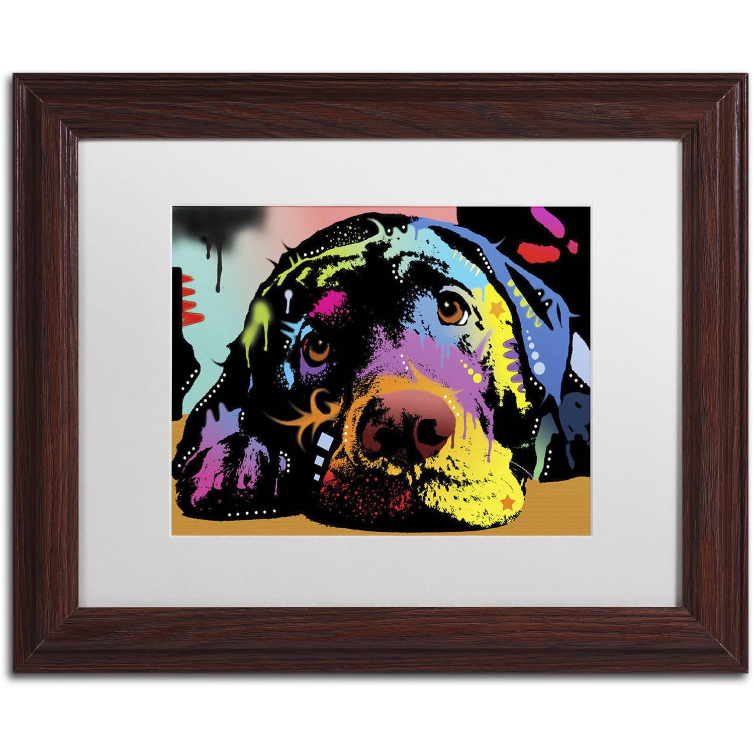 Trademark Fine Art "Lying Lab" Canvas Art by Dean Russo, White Matte, Wood Frame