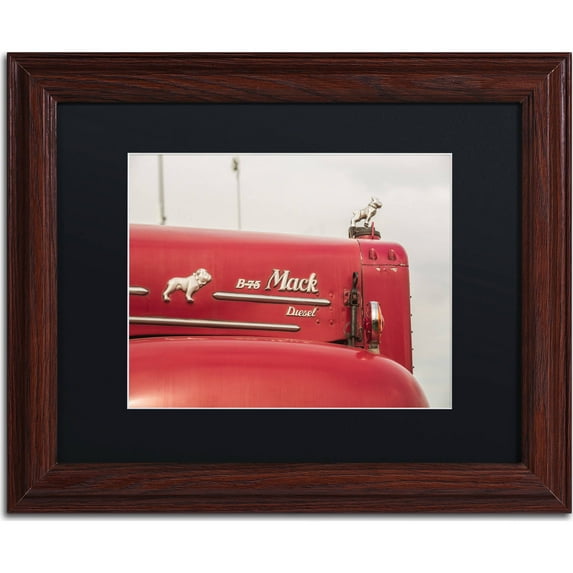 Trademark Fine Art "Mack Truck 2" Canvas Art by Jason Shaffer, Black Matte, Wood Frame