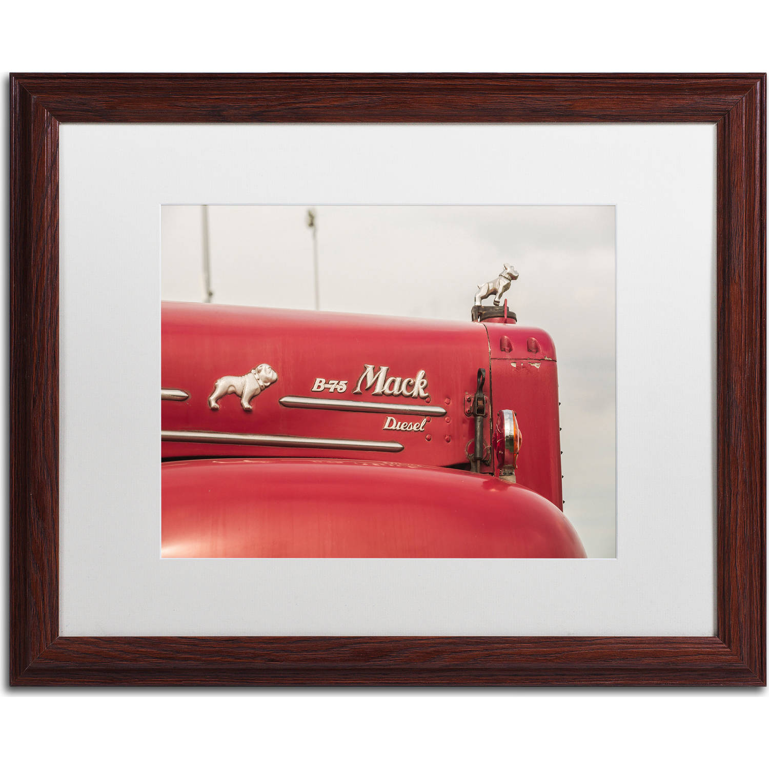 Trademark Fine Art "Mack Truck 2" Canvas Art by Jason Shaffer, White Matte, Wood Frame