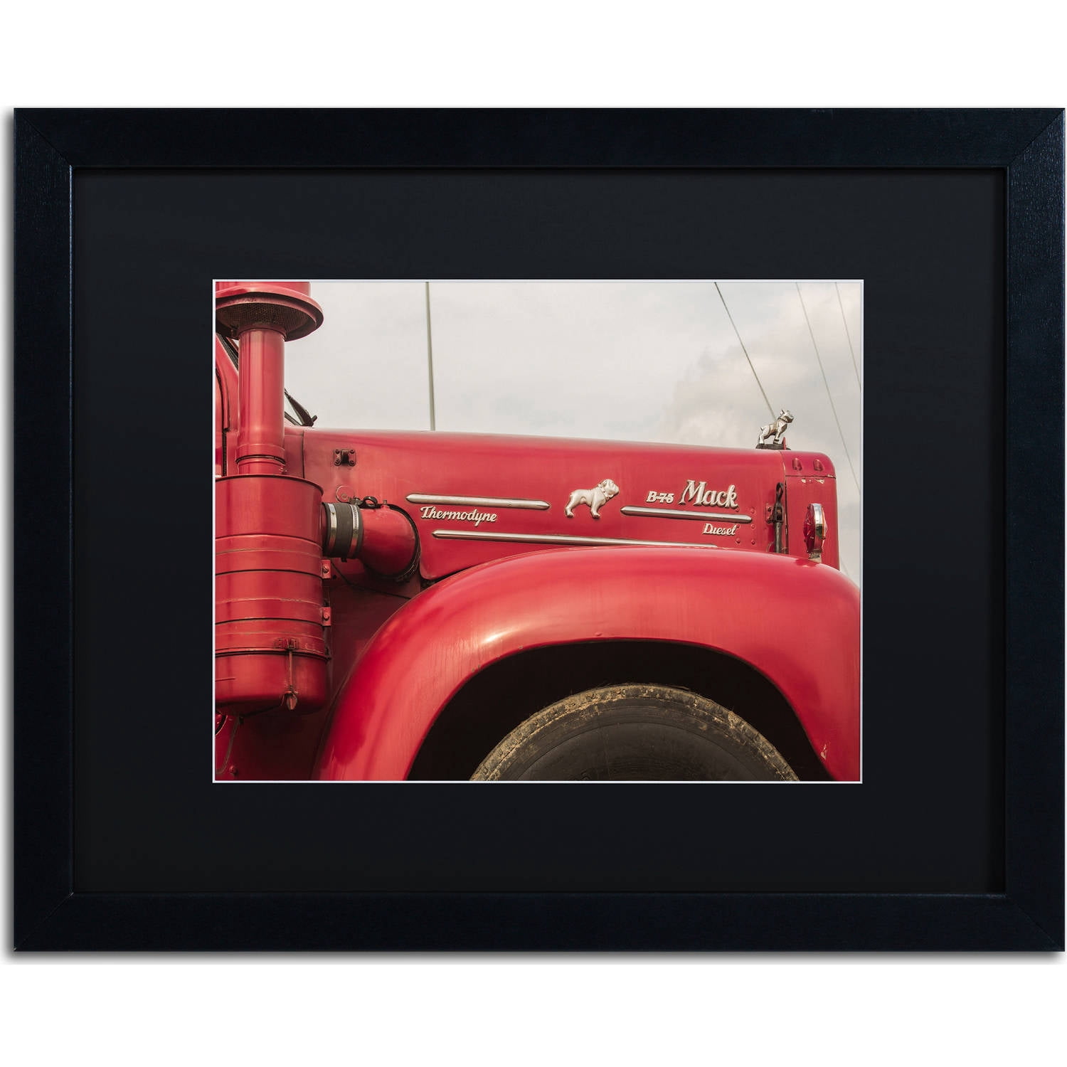 Trademark Fine Art "Mack Truck" Canvas Art by Jason Shaffer, Black Matte, Black Frame