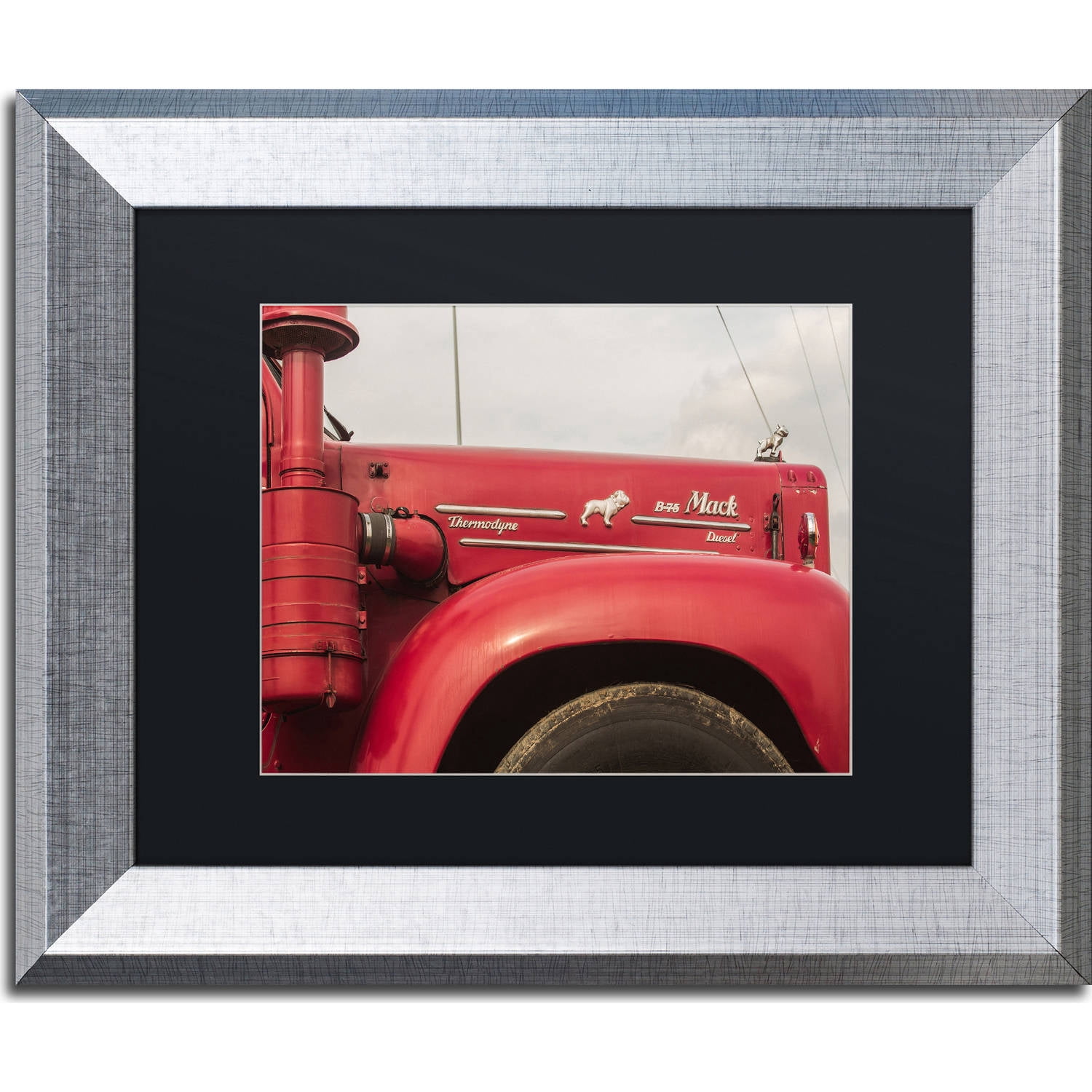 Trademark Fine Art "Mack Truck" Canvas Art by Jason Shaffer, Black Matte, Silver Frame