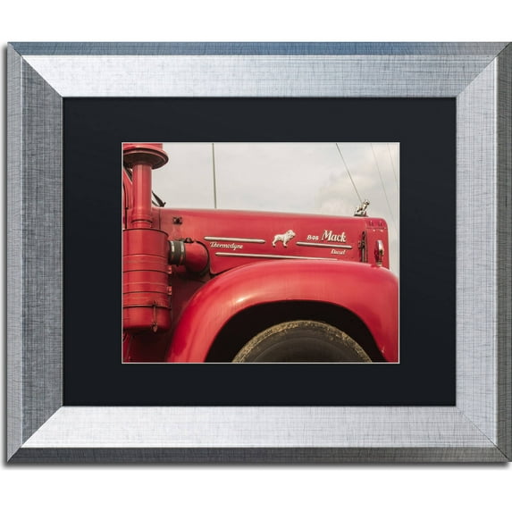 Trademark Fine Art "Mack Truck" Canvas Art by Jason Shaffer, Black Matte, Silver Frame